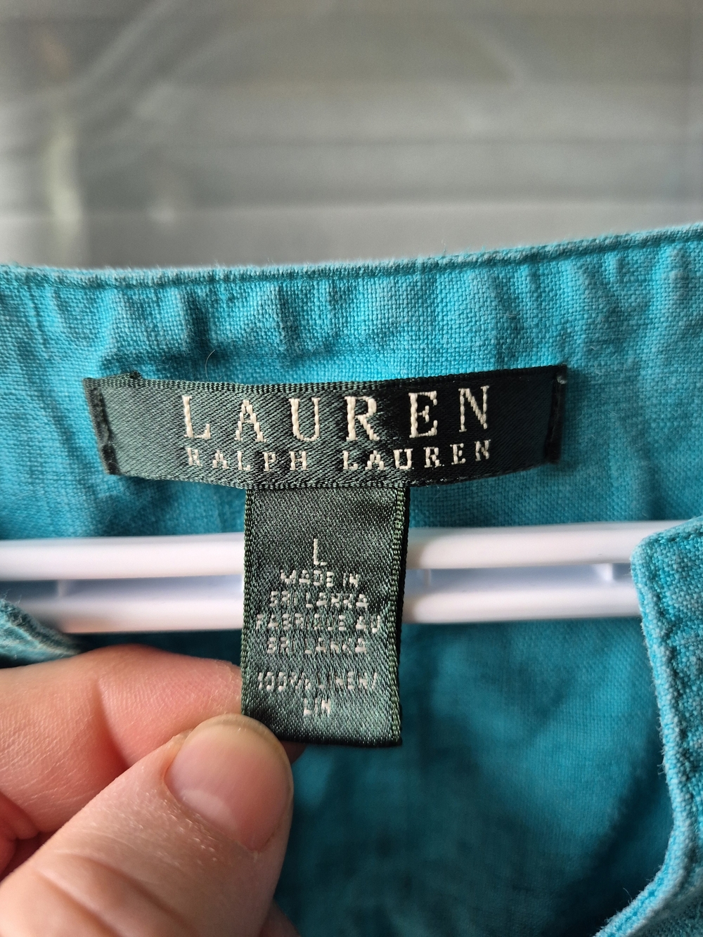 Lauren Ralph Lauren Teal Long-Sleeve Women's Linen Shirt - Picture 3 of 4